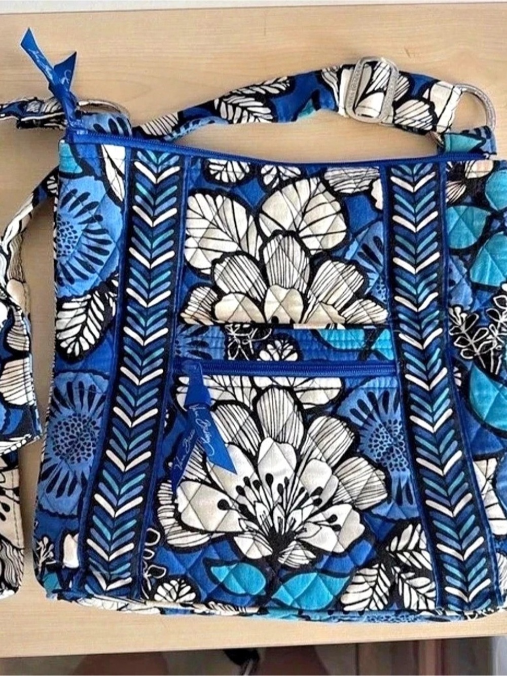 Vera Bradley Floral Tote in Blue & White